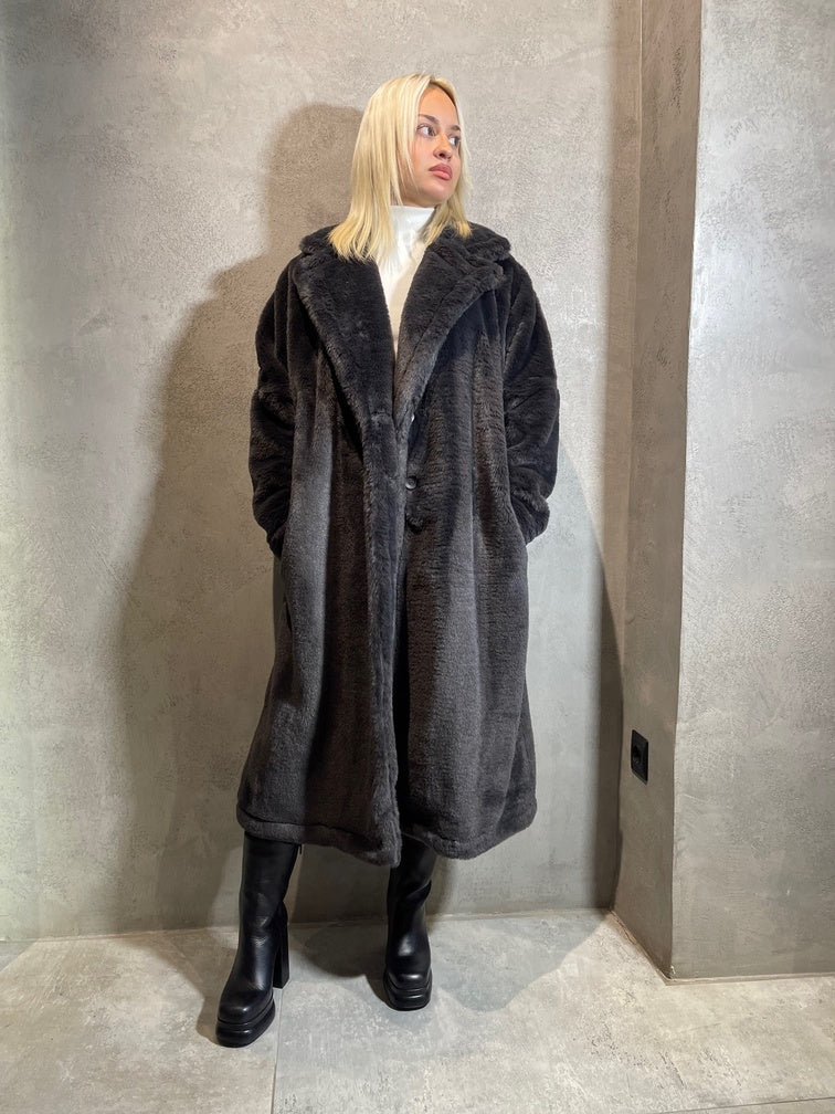 ROXY ECO FUR COAT CARBON