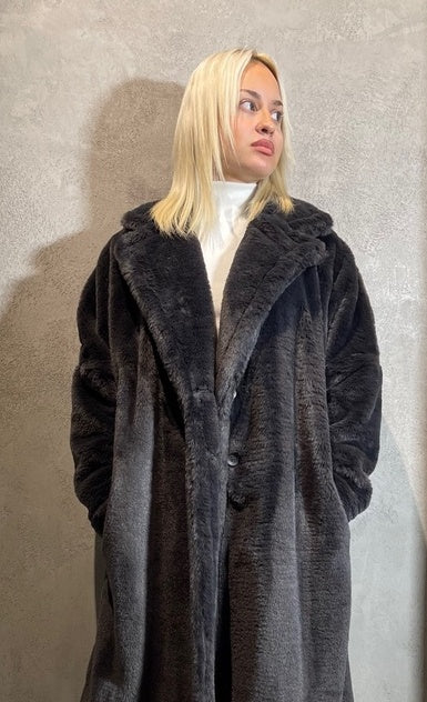 ROXY ECO FUR COAT CARBON