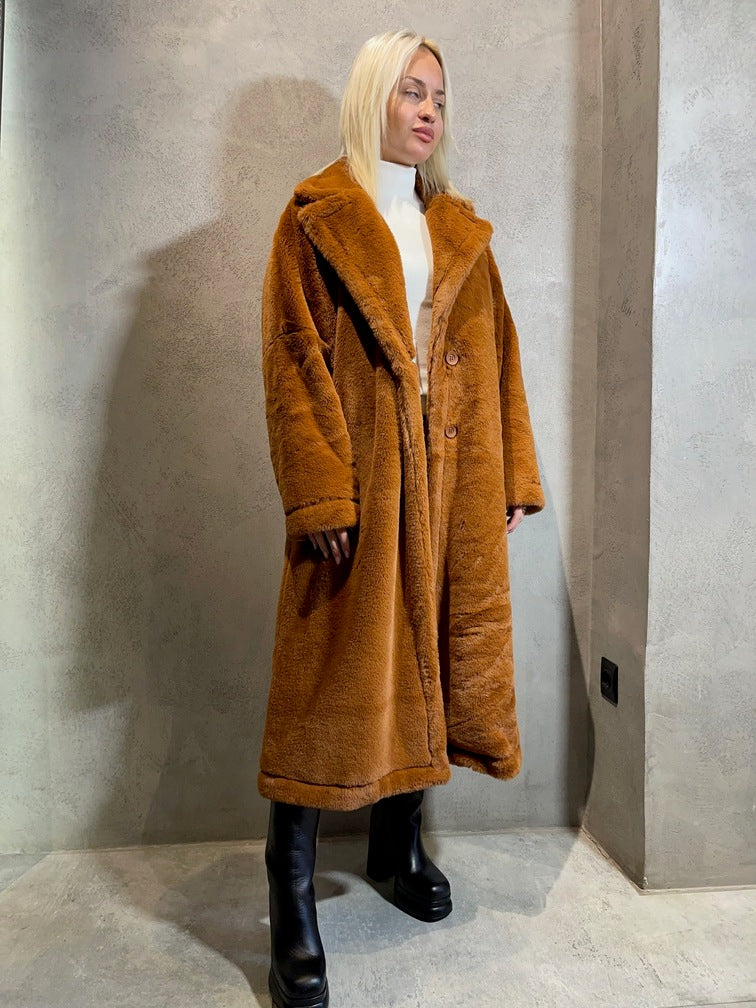 ROXY ECO FUR COAT CAMEL