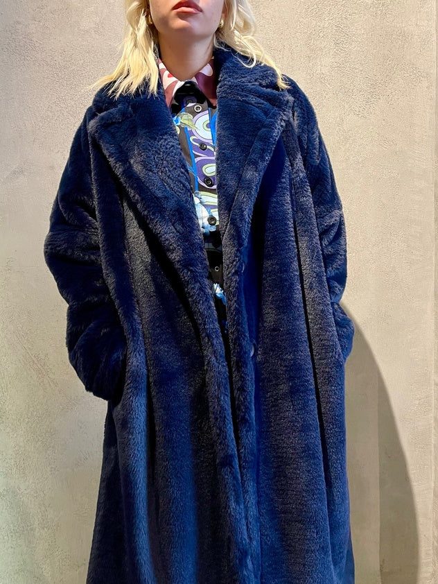 ROXY ECO FUR COAT NAVY BLUE