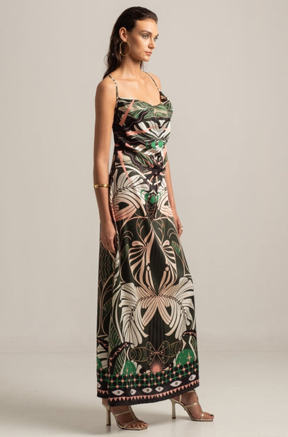 Peace & Chaos FOLIAGE SILKY DRAPE MAXI DRESS - Vesta Donna 